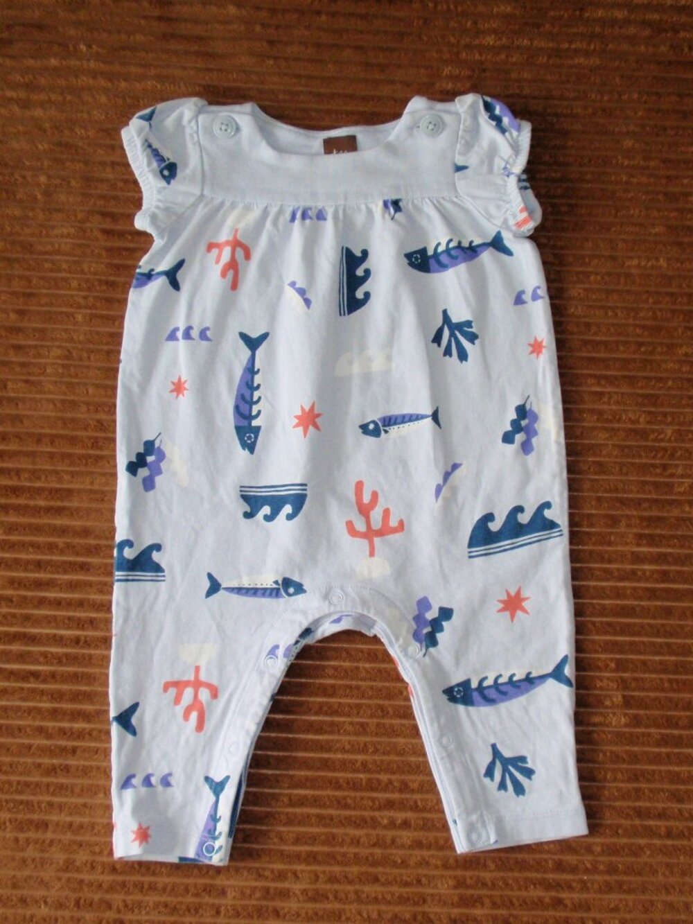 Tea Collection Sea Fish Baby Girl Romper Jumper One Piece Sz 3-6m